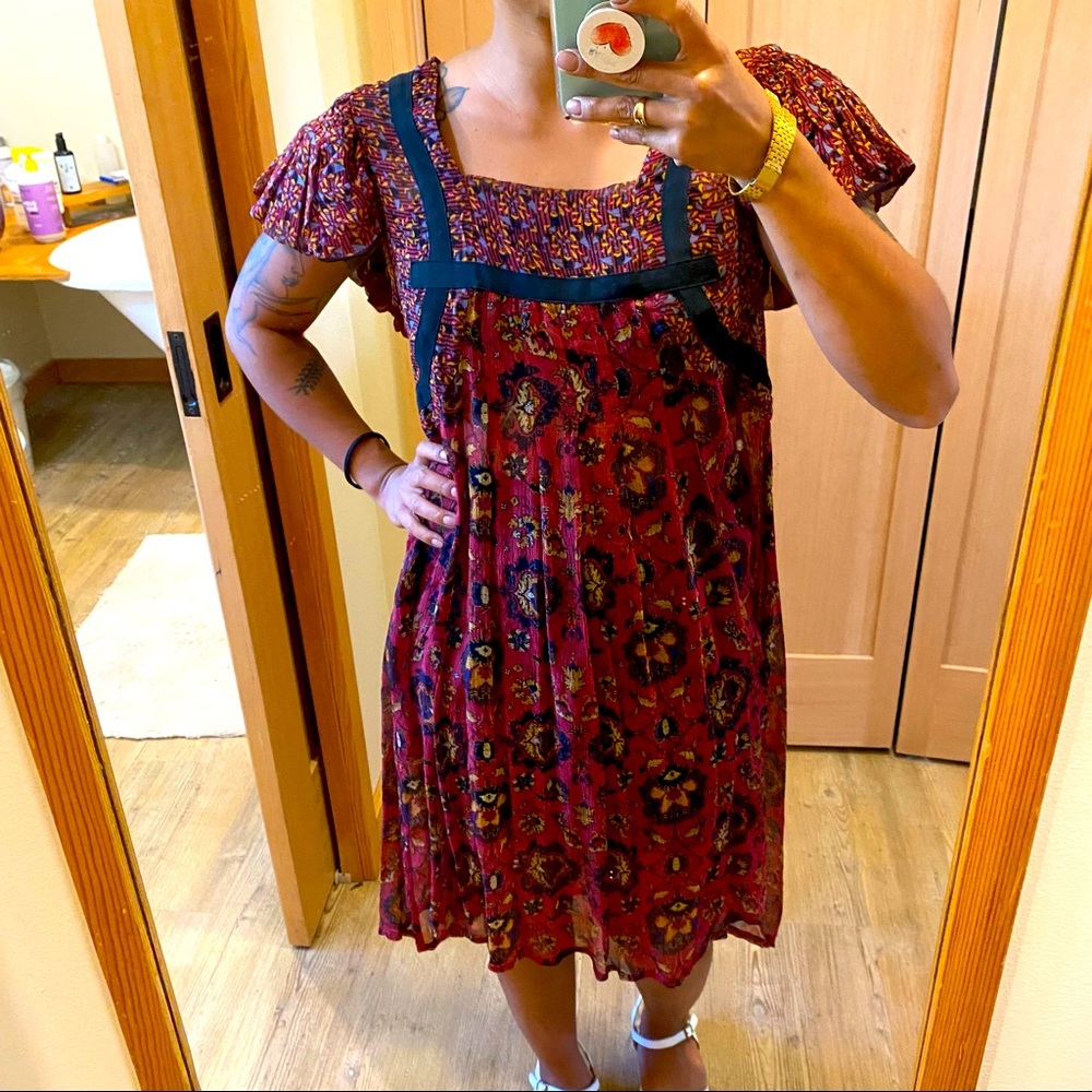 Vintage dark red chiffon dress